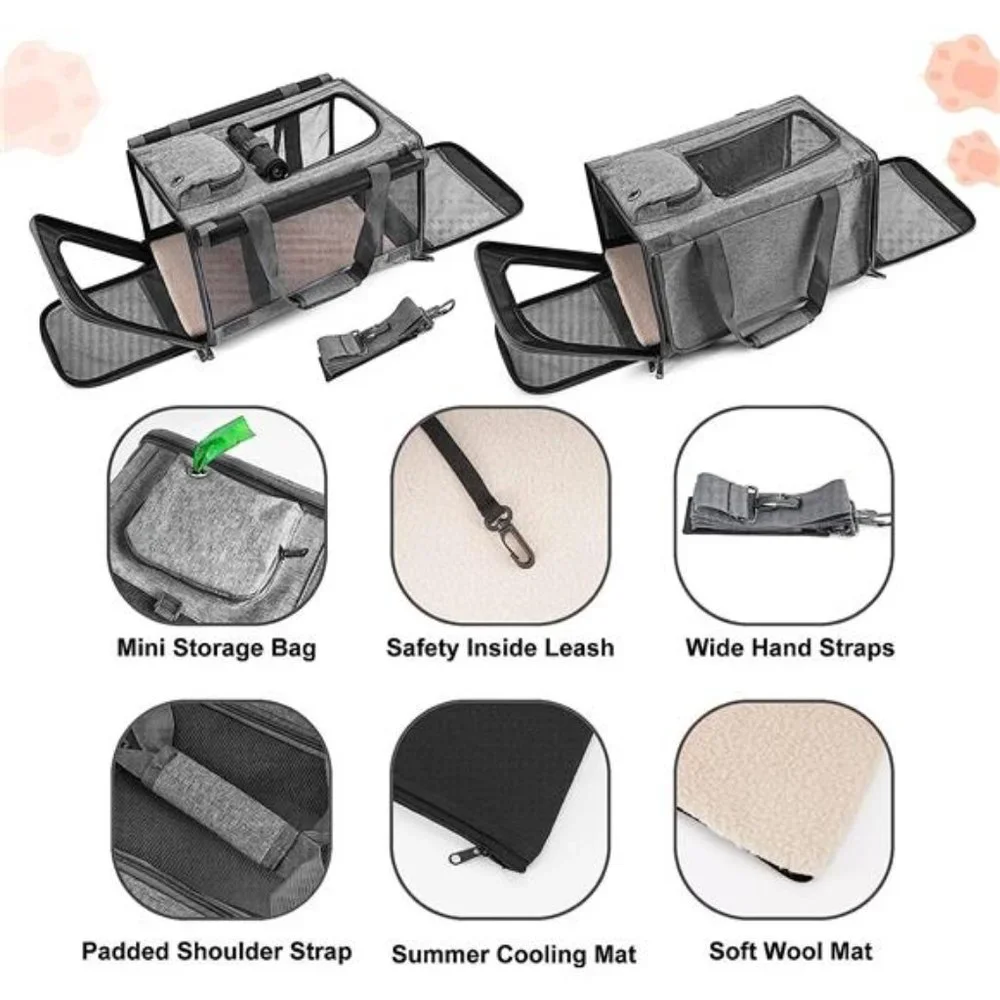 Pet Carrier for Large Cats, Soft-Sided Cat Carrier for Medium Big Cats and Puppy